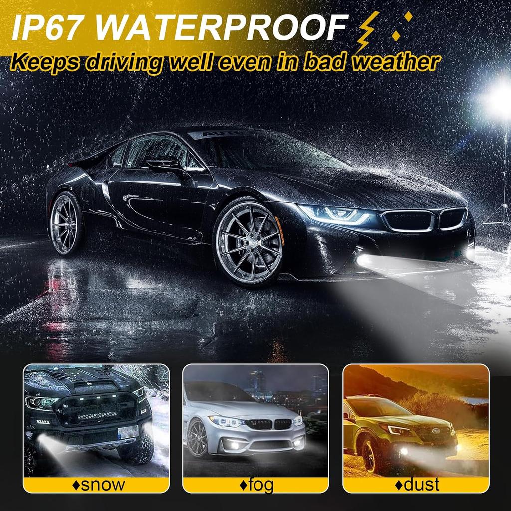 2504 PSX24W LED Fog Light Bulbs or DRL 10000LM Super Bright 6000K Xenon White 12276 Fog Lights Bulb Replacement for Cars, Play and Plug (Pack of 2)