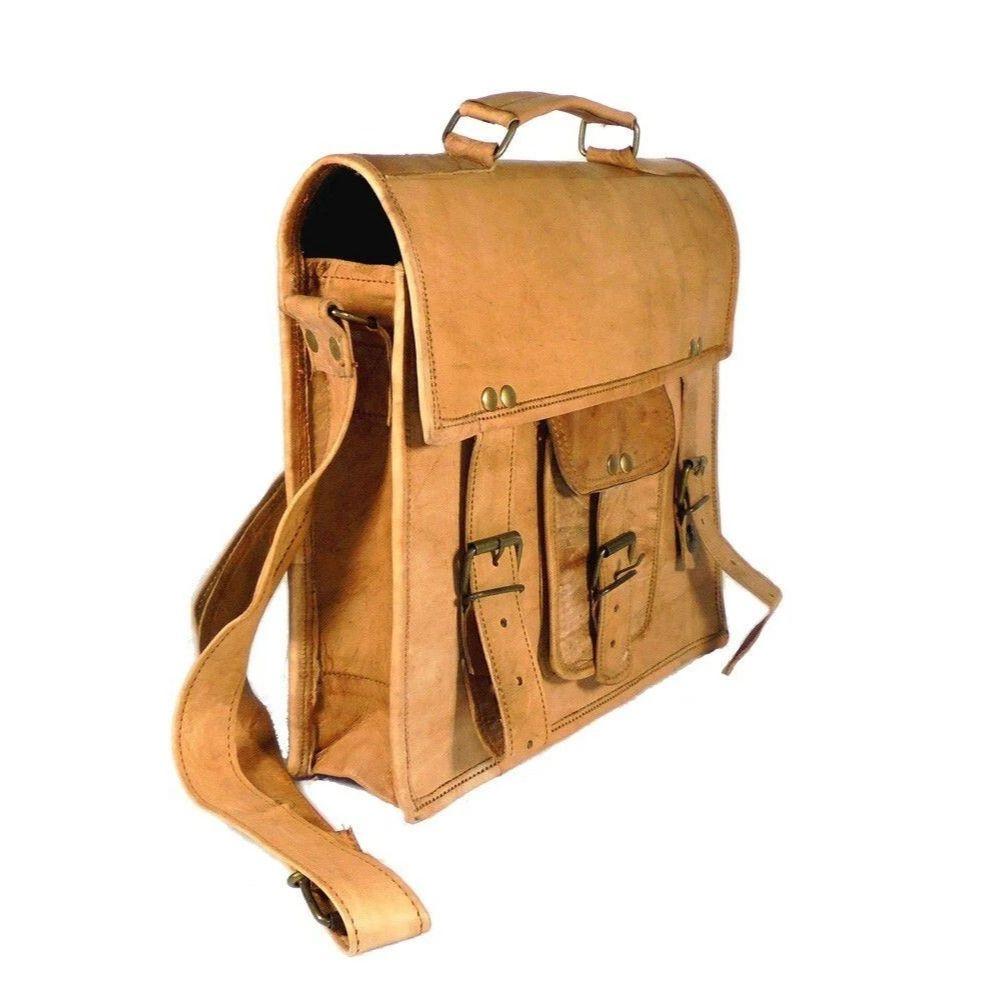 Men's Genuine Vintage Leather Messenger Laptop Briefcase Satchel Brown Bag