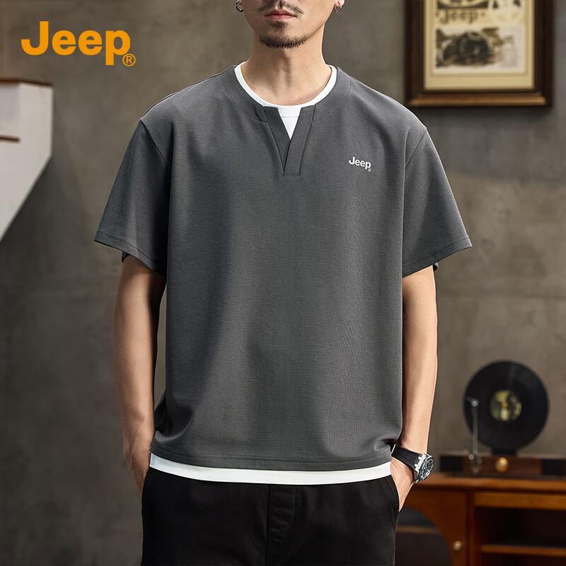 JEEP Men s Faux Two-Piece Colorblock Casual T-Shirt 3XL 2490₽