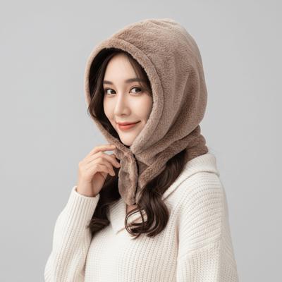 Thickened Balaclava Hat Neck Collar Knitted Hooded Hat Cute Ear Protection Hat  Cycling