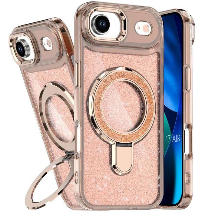 Coque de Protection - BOOLING - pour iPhone Air - Paillettée avec Cercle Magnétique Ajustable - Doré