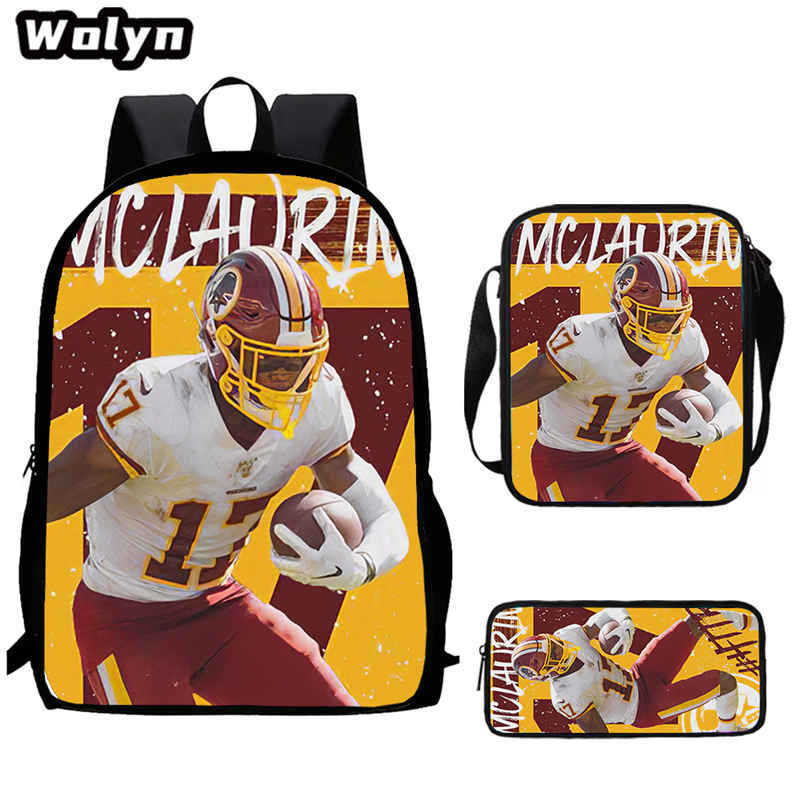 Football football 16 inch meal bag satchel three-piece pattern primary school backpack