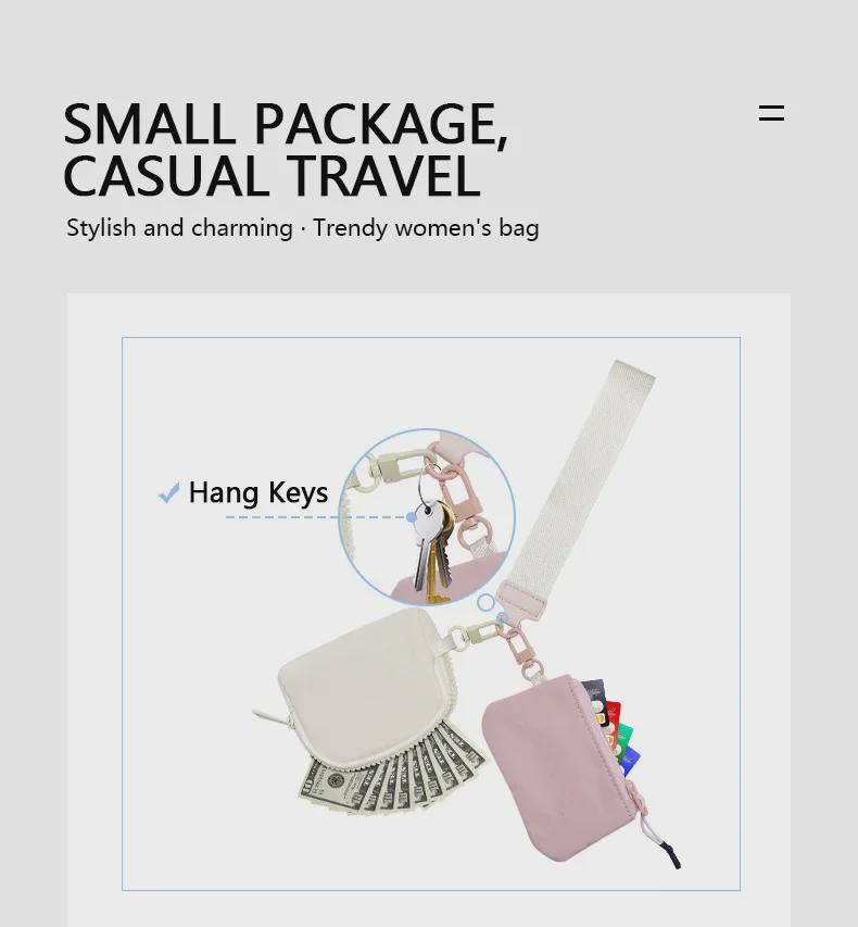 Lulu Multifunctional Waterproof Nylon Wrist Bag: Stylish Double-Pocket Coin, Card Purse & Key Chain.