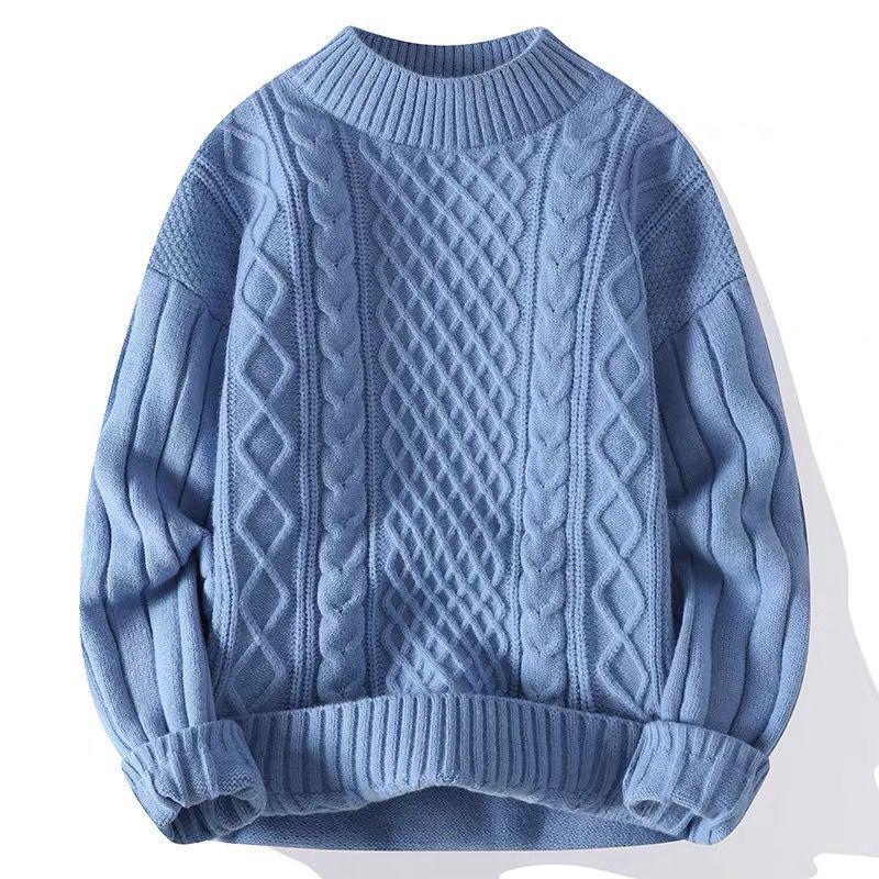 Men's Teen Fleece-Lined Winter Crew Neck Sweater - Warm, Thick, Trendy Knit