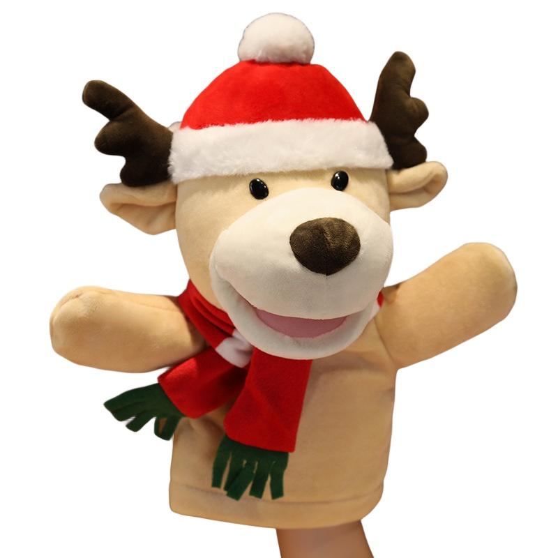 Festive Santa Claus Ventriloquist Puppet Toy Mouth Moving Plush Doll For Kids Christmas Gift