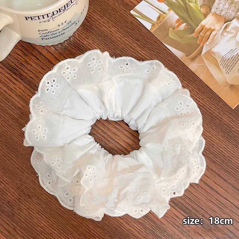Elegant French Lace Hollow Wide Scrunchie Hair Band For Women Girls Sweet Hair Ornament Rubber Band Fashion Hair Accessories