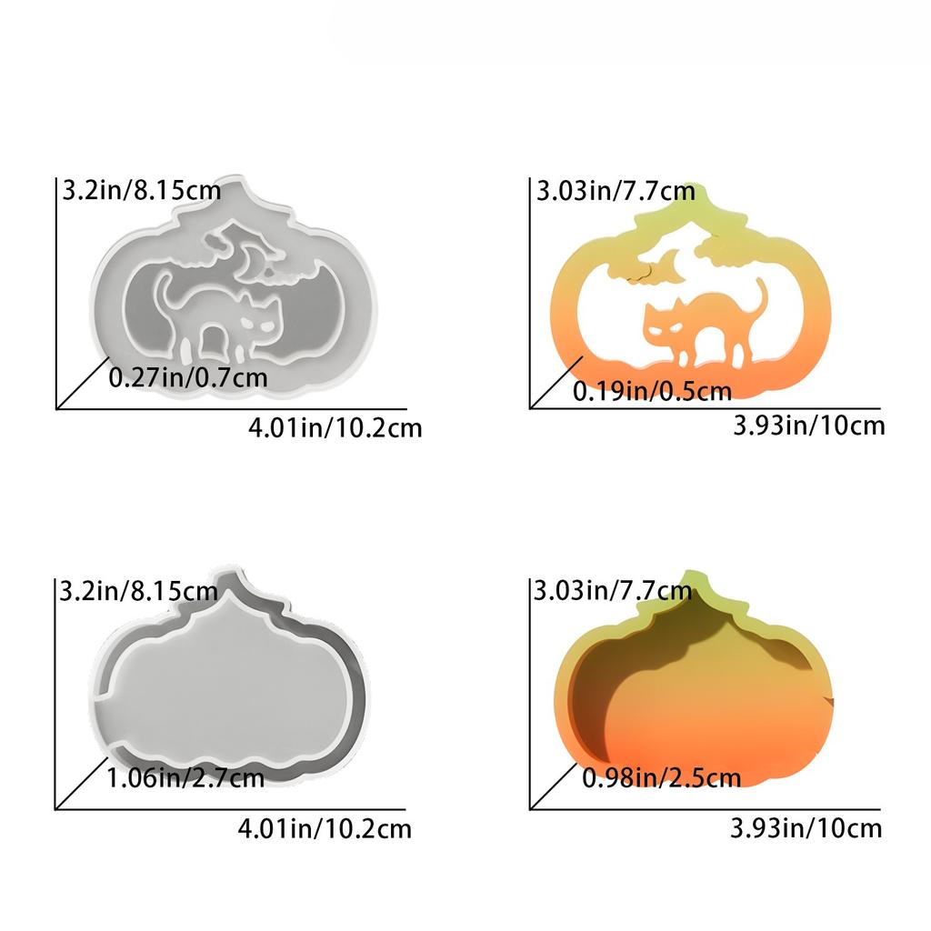 Diy hollow pumpkin silicone mold Halloween home horror ornaments decorative epoxy resin gypsum cement concrete mix casting molds