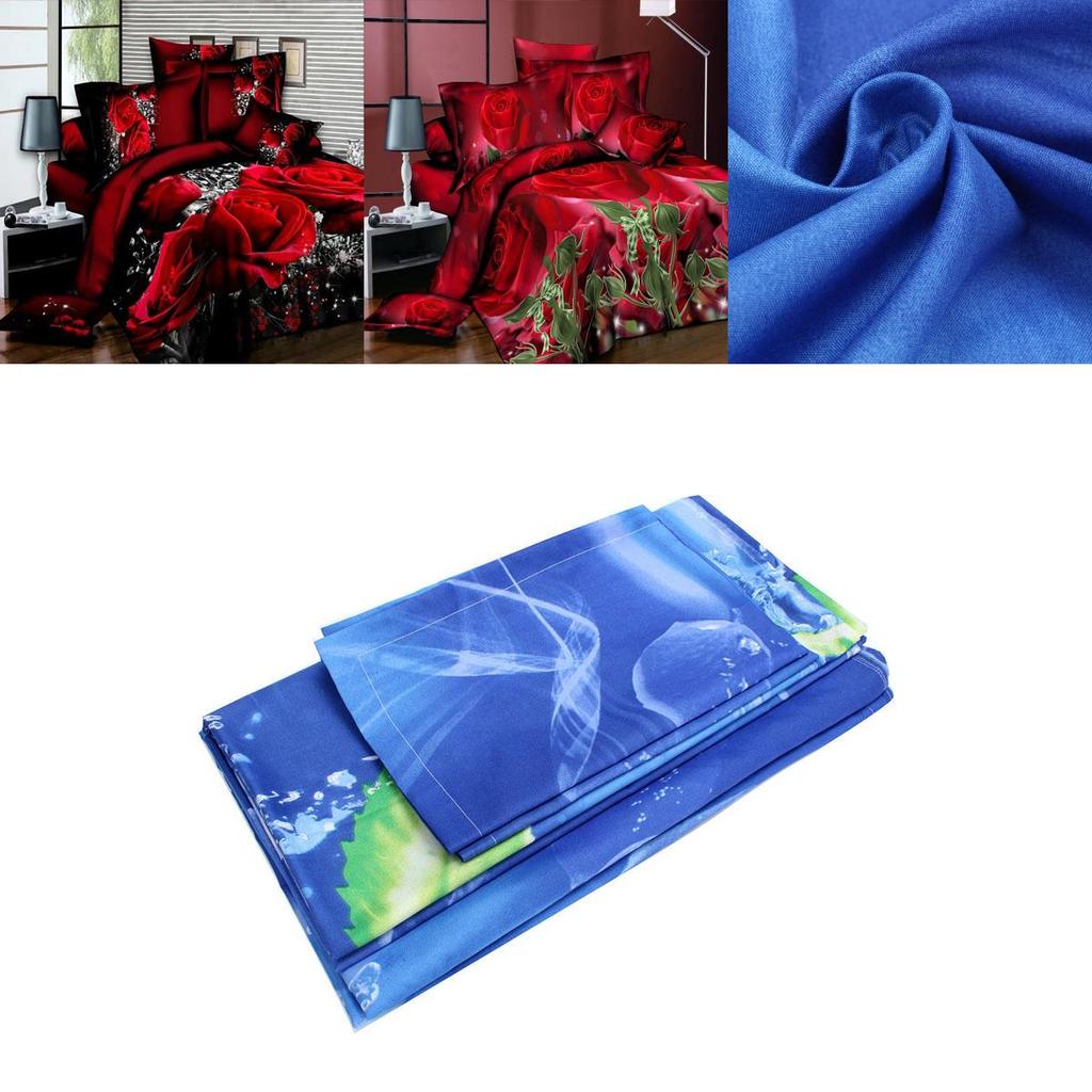 Luxurious 4pcs Printed 3d Bedding Set Queen Size With Elegant Quilt Cover And Soft Pillowcases