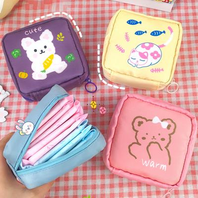 Užitečné omyvatelné kreslené lehké tamponové pouzdro na zip pro ženy