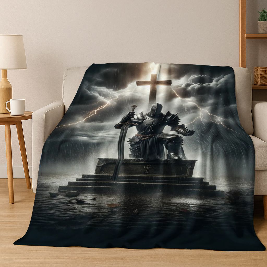 Templar Blood Knight Honor Holy Crusader Cartoon Flannel Blanket,Cozy Soft Throw Blanket for Home Bedroom Bed Sofa Cover Gift