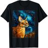 Big Floppa Karakal Katze Meme Sternennacht Gemälde Herren Damen Kinder T-Shirt