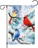 Welcome Winter Cardinals Garden Ag 12x18 Double Sided, Burlap Small Vertical Snow Bird Yard House for Winter Christmas Sea EEZ