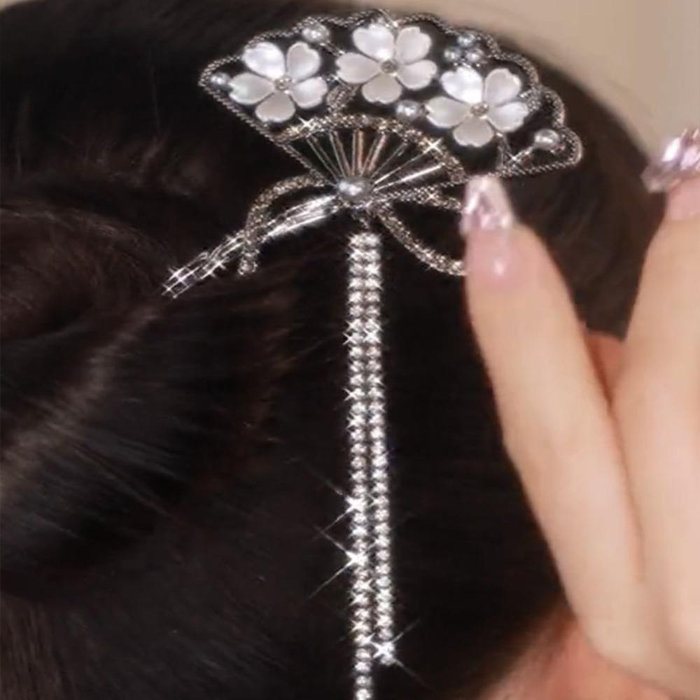 Hanfu Step Shake Antique Style Hair Stick Retro Temperament Hairpin Ancient Fan Fringe Hairpin