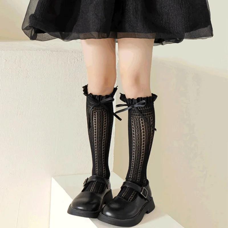 Meias Longas de Renda para Meninas, Meias de Rede com Padrão Jacquard de Laço Doce, Meias de Malha, Meias Frilly de Rede de Pesca de Balé para Bebê, Leggings Lolita