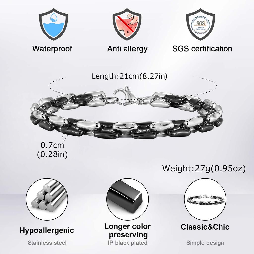 Trendy Men's Chain Bracelets,Black White Splicing Handmade Chain Wristband,New Minimalist Jewelry Gify