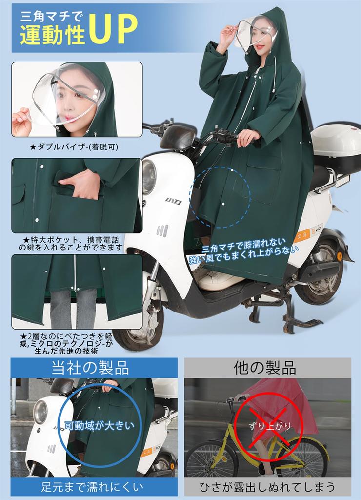 Raefill Women's Raincoat, Cycling Raincoat, Poncho, Men's Navy Blue, Size M