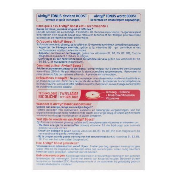 Alvityl Boost Effervescents 10 vitamines 2 minéraux dès 15 ans 20 comprimés