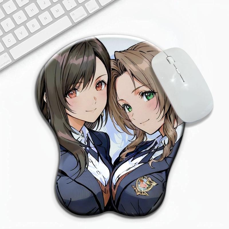

Game Anime Two girls boobs Wrist Rest 3D Soft and Smooth Silicone Mouse Pad Computer Peripherals Suitable for Gaming,Office Work 26x21x3.2 cm