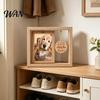 Home Decor Photo Frame Pet Memorial Wooden Frame, Rotatable Dog Cat Picture Desktop Decorative Holder Display for 4x6-Inch Photos with Hanging Sign