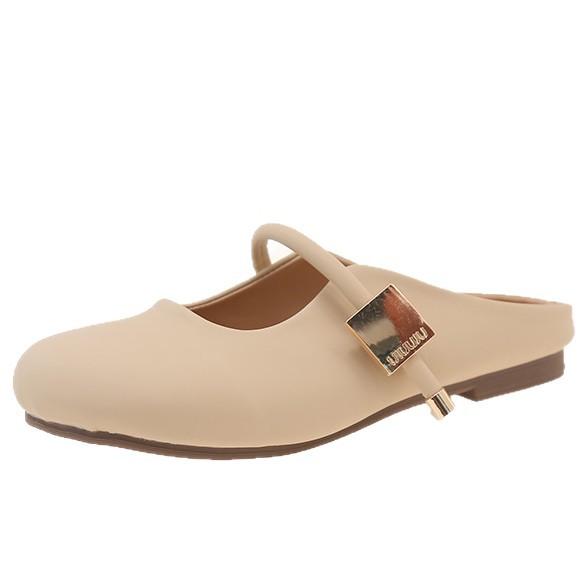 Flat-bottomed Bag Head Half Slippers Women's Summer Outer Wear 2025 New One-pedal Office Pregnant Women French Half-support Single Shoes