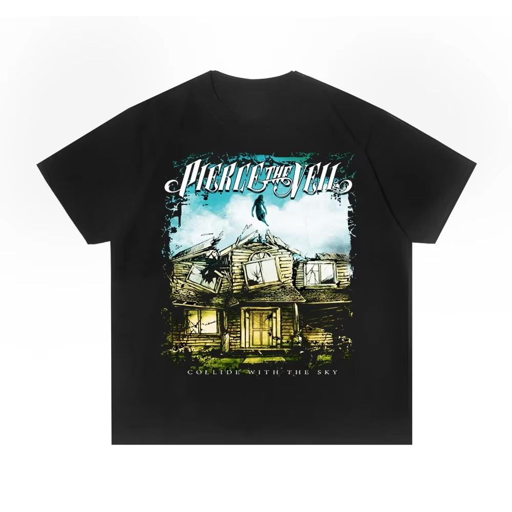 2025 Summer Men Rock Pierce The Veil Pierce The Veil Band Print Loose Women's T-shirt High Quality Short Sleeve Women Men Tee
