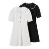 Spring New Women's Clothing French Hepburn Style Waist-Tight Slim Looking Elegant A- line Style Detachable Doll Collar Dress