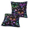 Colorful Cat Silhouettes Cartoon Black Cats 2 Pcs Square Pillowcase Pillow Cover Cushion Throw Pillow For Home Sofa