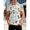 Summer Plus Men's Casual T-shirt Fashionable Blue Cat 3D Printed Sports Short Sleeved Round Neck Tops