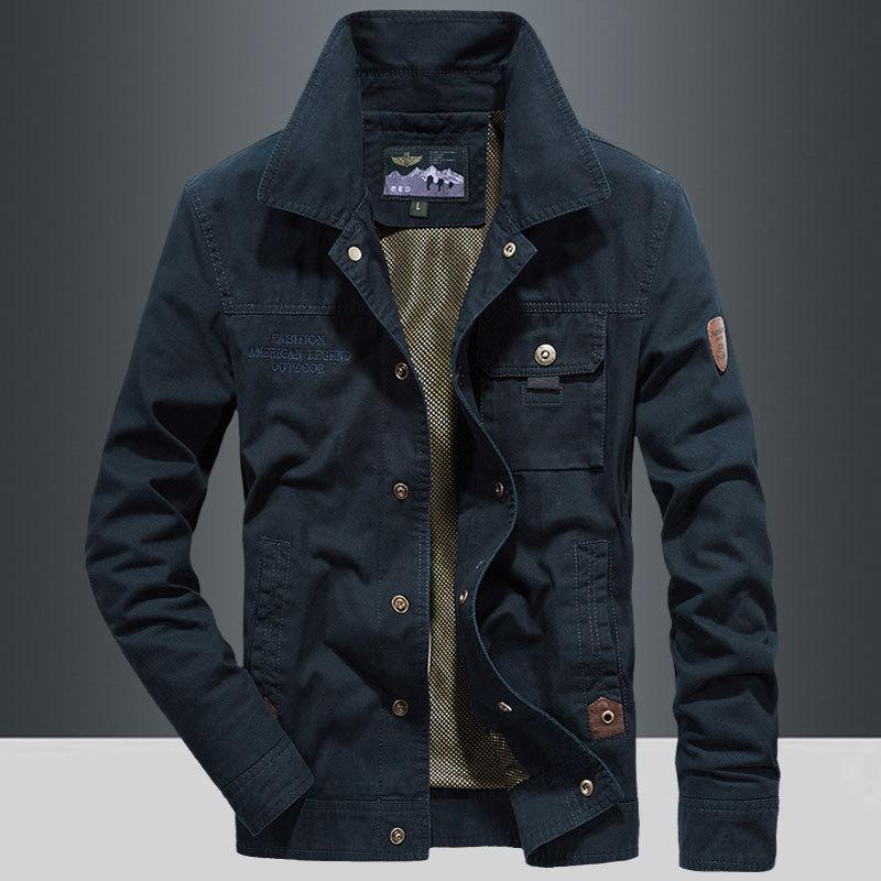 Spring and Autumn New Casual Tooling Jacket Men's Pure Cotton Jacket Tooling Military Fans Retro Top Outside Jacket Men