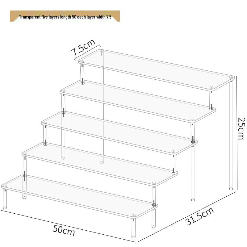 Acrylic Three-Tier Handheld Display Stand for Pop Mart Dolls, Jasmine Cosmetics, Wallets, and Jewelry
