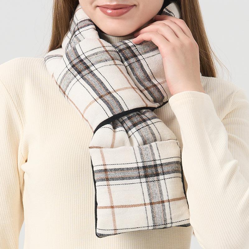 Korean Style Warm Scarf Winter Women's High-end Fashion Thick Solid Color Long European American Cross-border Down