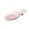 French square head cross thin strap high heel cool slippers women's 2025 summer new temperament thin heel toe Roman sandals