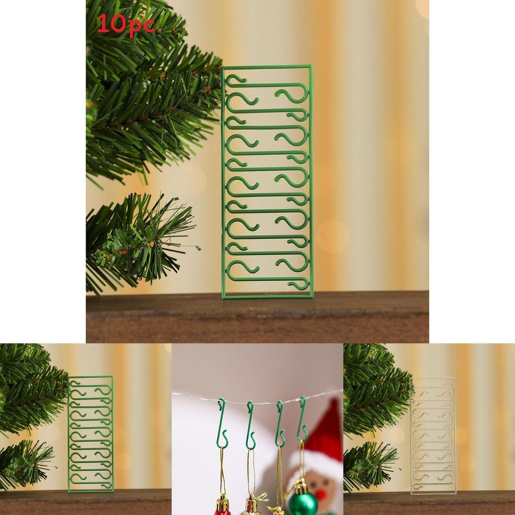 Christmas Ornament Hooks Pack Of 10 Plastic Green And Transparent Hanging Clips For Holiday Decorations