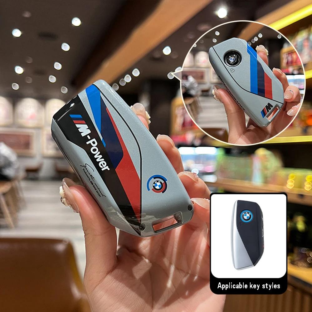 ABS Racing stickers Car Remote Key Case Cover For BMW M G07 X7 LCI U11 X1 G70 7 Series G09 XM F98 X4M LCI G18 X5 G81 M3 I20 IX