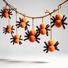 Wall Ornament for Home 78 Inch Halloween Hanging Spider Banner, Mini Black Orange Plush Window Sign Pom Garland Party, Fireplace, Decor Indoor