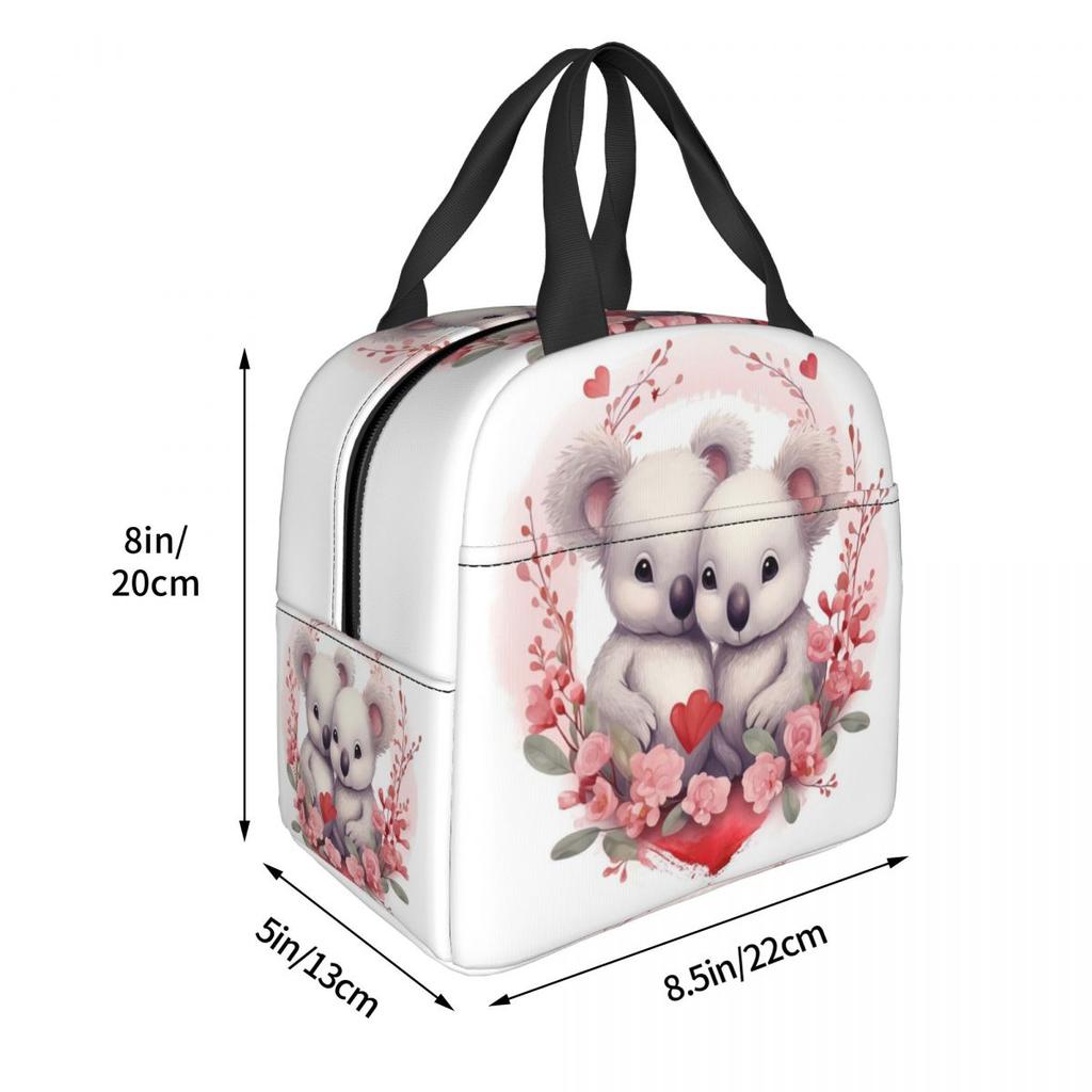 Valentine's Day Koala Bears In Love Insulated Lunch Bag for Kids School Cooler Thermal Food Box Tote Lunch Boxes Container