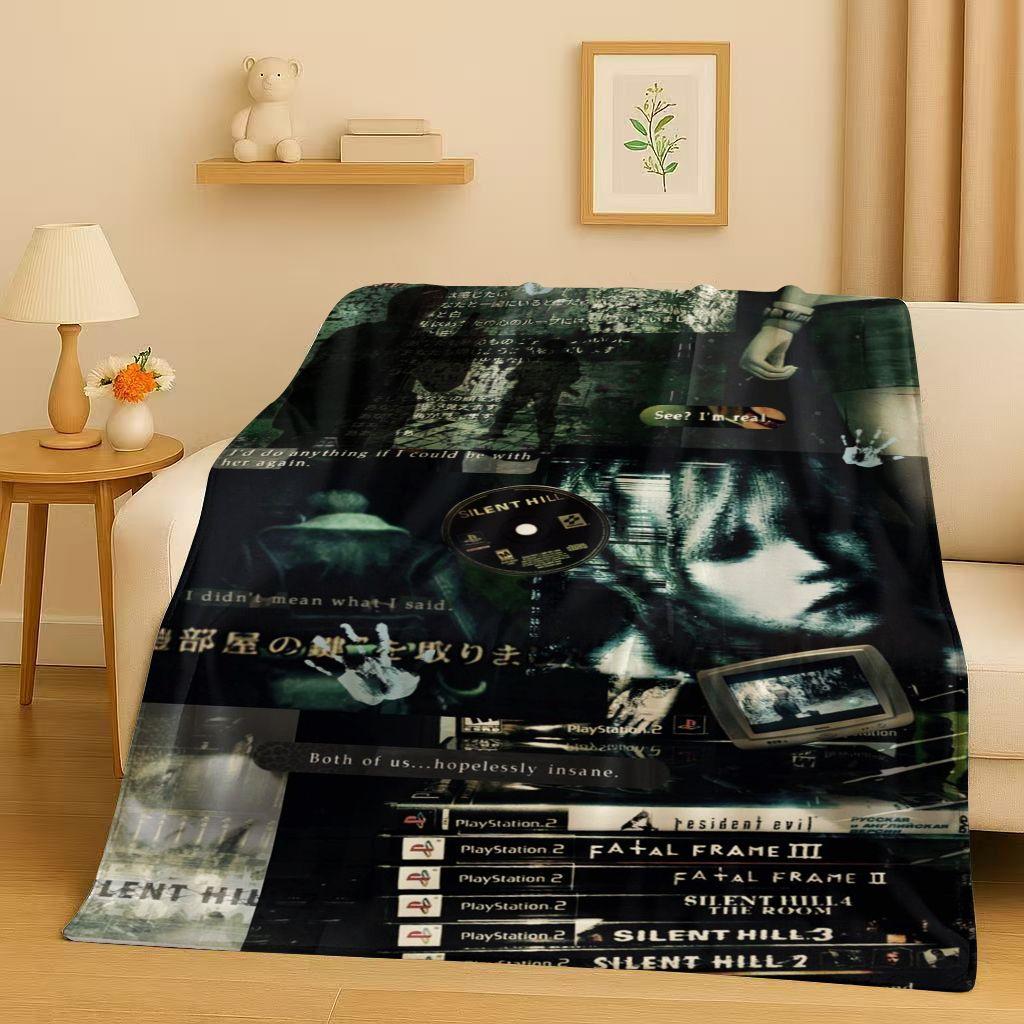 Classic Game Silent Hill Pyramid Head Horror Movie Flannel Blanket,Ultra Soft Warm Plush Throw for Home Bedroom Bed Sofa Cover