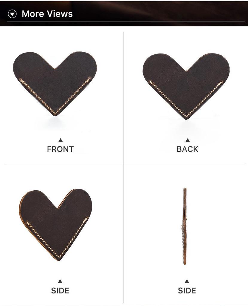 Handmade Heart-Shaped Retro Leather Bookmark – Personalized Creative Genuine Leather Page Holder.