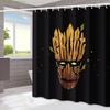 1pc Groot Shower Curtain with Hooks - Black Polyester Bathroom Decor, Cartoon Design, Machine Washable, All-Season Partition F