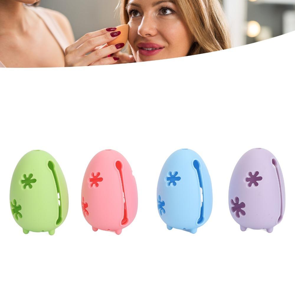 4pcs Breathable Storage Makeup Sponge Case Vented Makeup Sponge Organizer  For Hygienic Storage