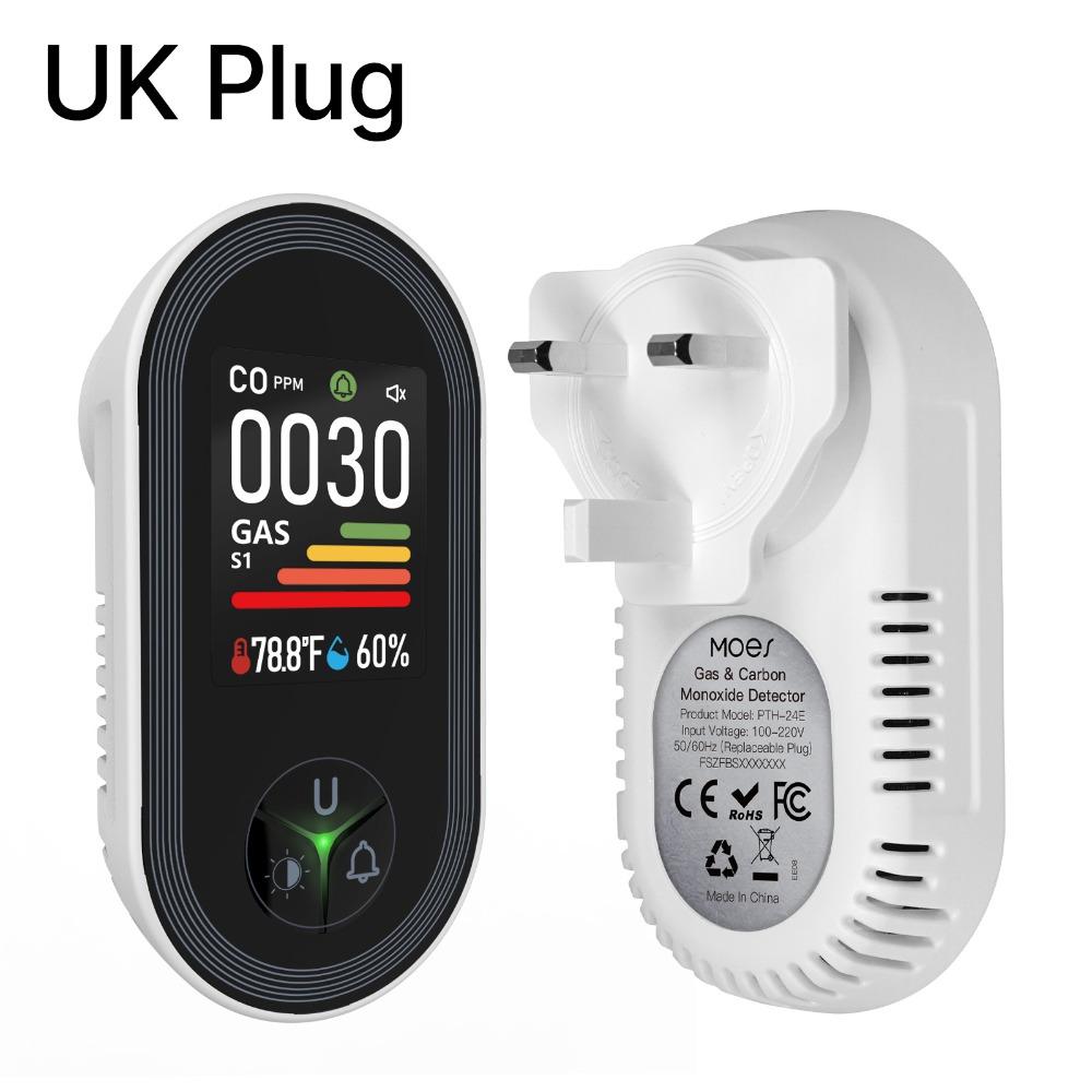 3-in-1/4-in-1 CO Detector Plug-in with Temperature & Humidity Sensor Gas Detector Built-in Alarm Digital Display