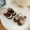 Small and Medium-sized Children's Sports Hiking Shoes Autumn and Winter Boys' Casual Shoes Girls' Board Shoes Velcro Splicing Contrasting Colors Korea