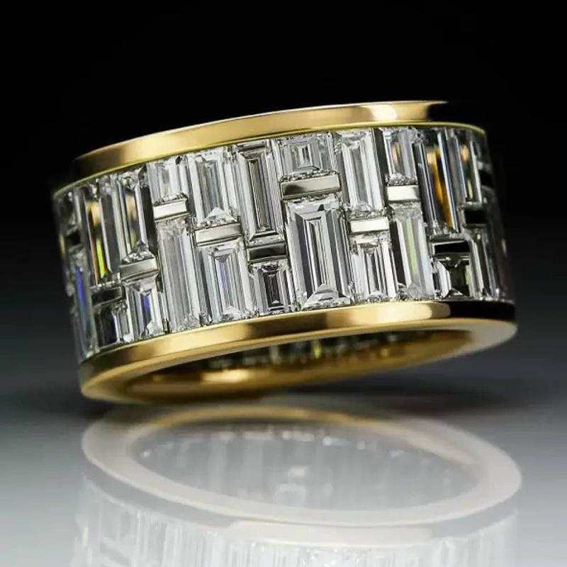 Xiaomi Huitan Simple Style Women Ring Two Tone with Brilliant Cubic Zirconia Vintage Party Accessories Gorgeous Jewelry for Lady Daily