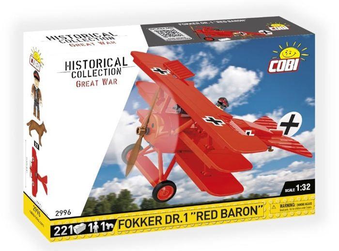 Maquette d'avion - COBI - Fokker DR.1 'Red Baron' - 221 pièces - 1 figurine pilote - 1 figurine chien