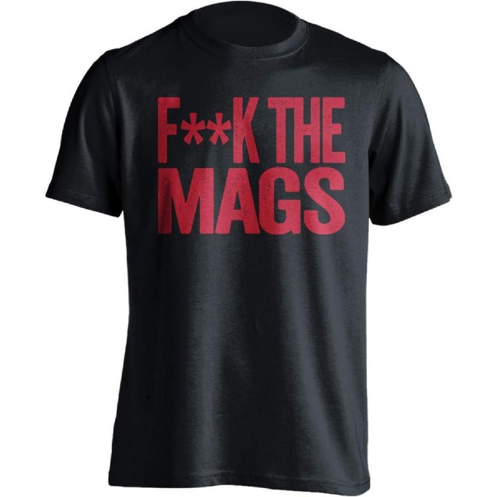 The Mags - Funny Smack Talk Shirt - Red and White Version - Text Design - Black - Censored - XL