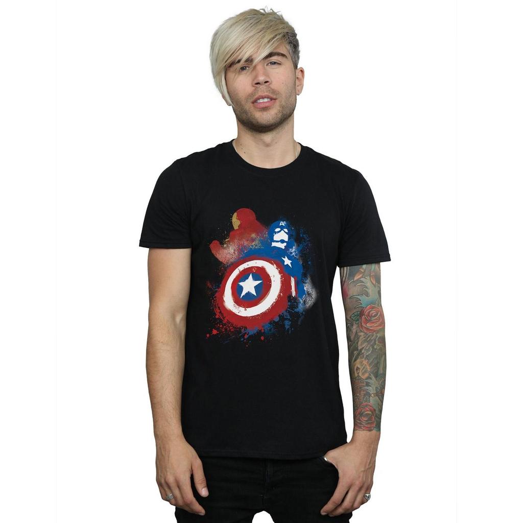 Marvel Mens Captain America Civil War Painted Vs Iron Man T-Shirt
