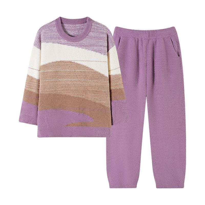 Half Fleece Pajamas Women'S Winter Fleece Thickened Coral Fleece To Keep Warm, Autumn And Winter Can Wear Soft Loungewear Suit