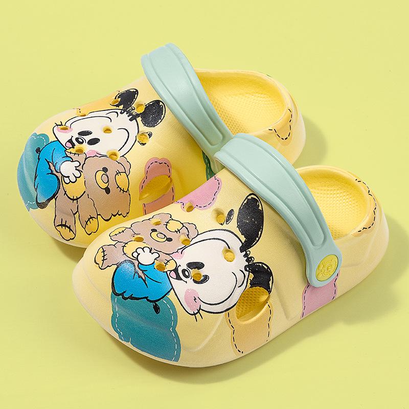 Babu Dou Kids' Cartoon Summer Slippers - Soft Sole, Non-Slip, Closed-Toe for Boys & Girls