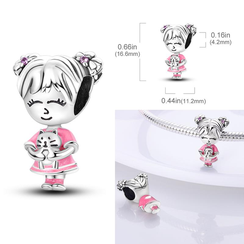 Copper Cute Pet Charms Beads Lovely Purple Owl Penguin Cat Heart Pendant Original Accessories Bracelets Diy Jewelry