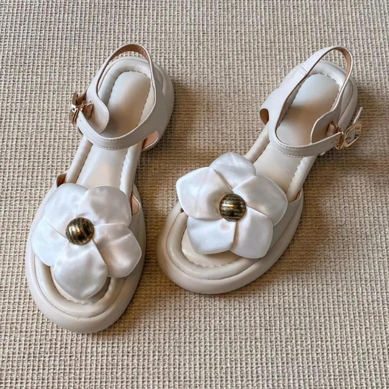 Mode Mittelhohe Absätze Damen Sandalen Sommer Blume Absatzschuhe Designer Klassische Slipper 2025 Neue Mode Schnalle Pumps Lässige Sandalen Damen